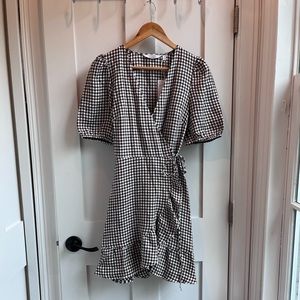 & Other Stories Linen Wrap Dress Gingham Print Size 8